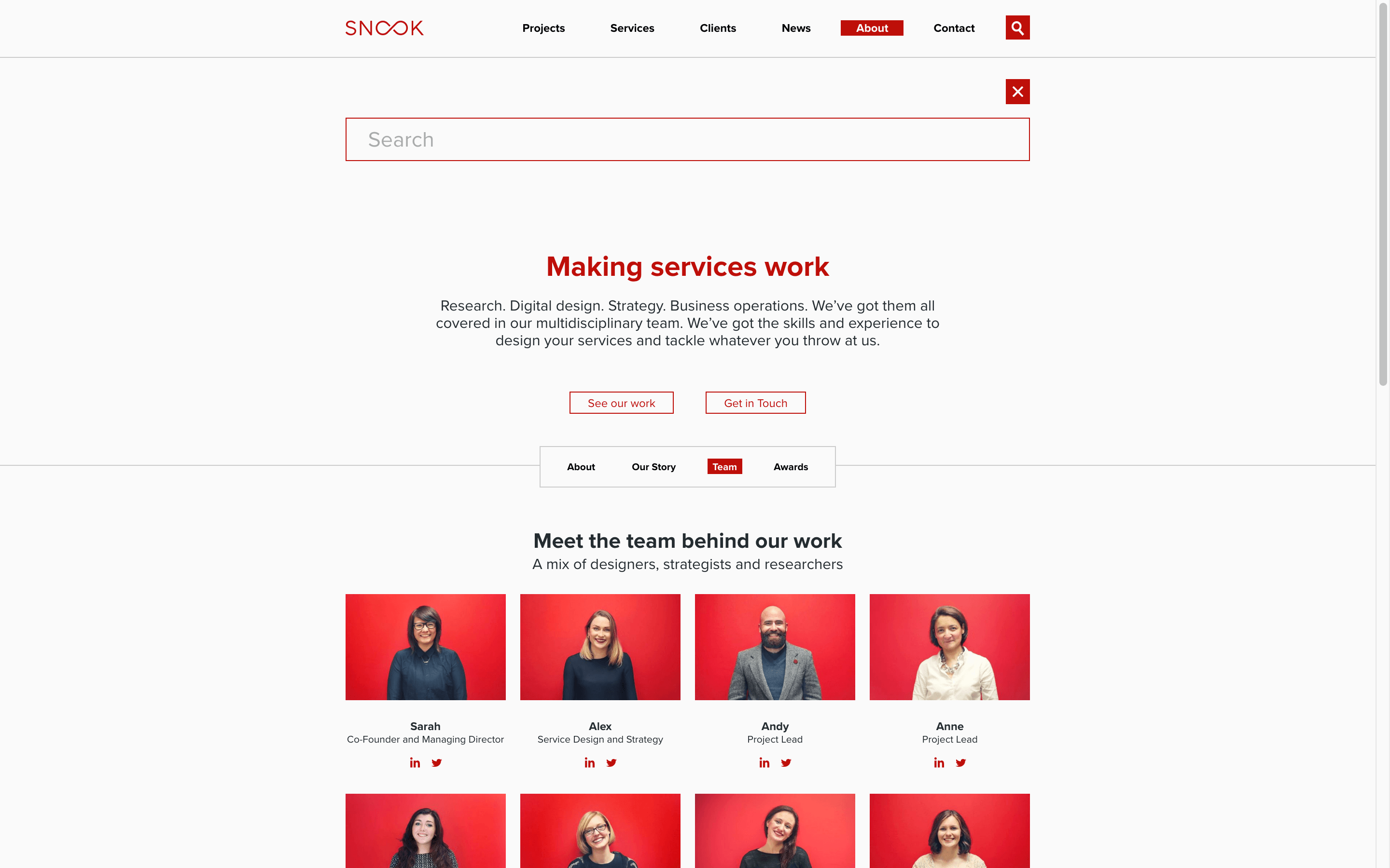 Snook Website - About page